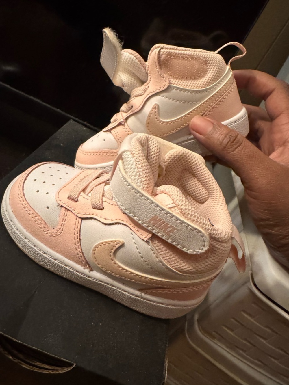 Nike Toddler Pink and White High-Top Sneakers
